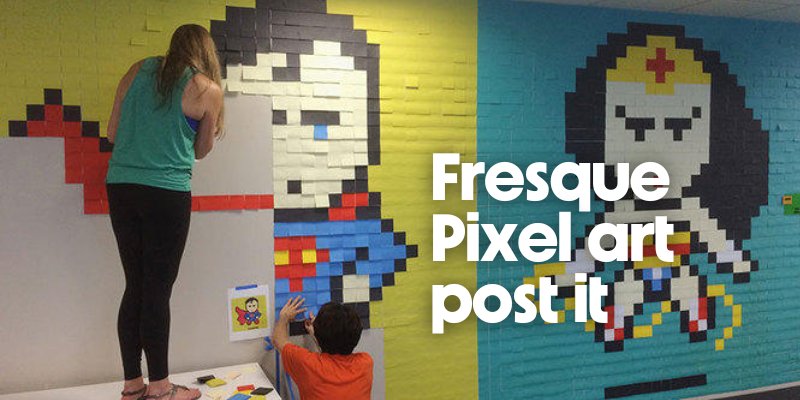 Couverture de Fresque Pixel art Post it